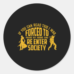 Watching Anime For Men Women Kawaii Cute Japanese  Classic Round Sticker