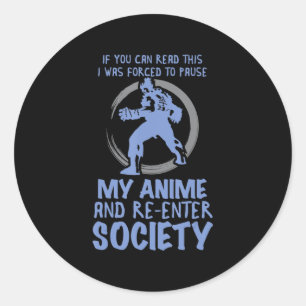 Watching Anime For Men Women Kawaii Cute Japanese Classic Round Sticker