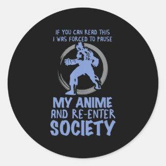 Watching Anime For Men Women Kawaii Cute Japanese Classic Round Sticker
