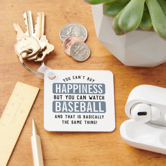 Watching Baseball is Happiness Funny Baseball Key Ring (Desk)