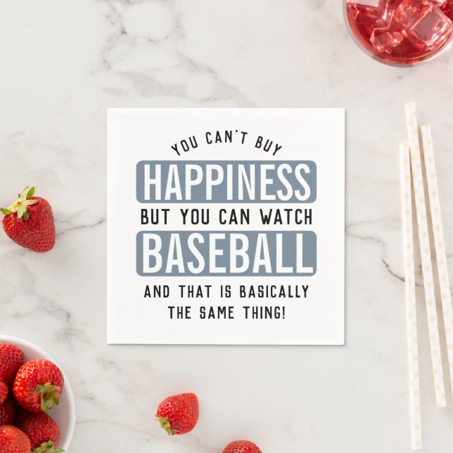 Watching Baseball is Happiness Funny Baseball Napkin (Insitu)