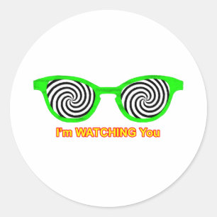 Watching Hypnotise Sunglasses Green Rim The MUSEUM Classic Round Sticker