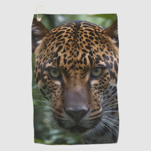 Watching Jaguar Creeping In The Forest, Golf Towel