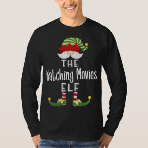 Watching Movies Elf Christmas Funny Pajama Party T-Shirt