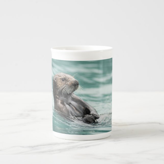 Watching Sea Otter Bone China Mug (Front)