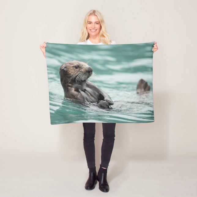 Watching Sea Otter Fleece Blanket (In Situ)