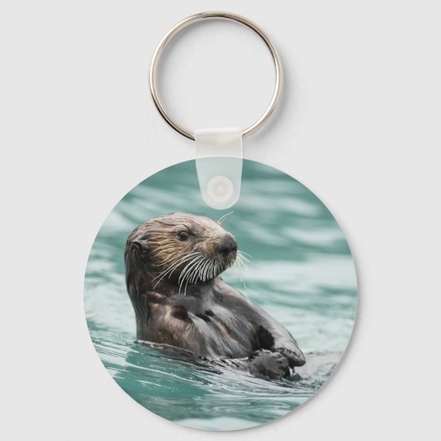 Watching Sea Otter Key Ring (Front)
