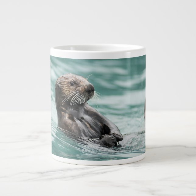 Watching Sea Otter Large Coffee Mug (Front)