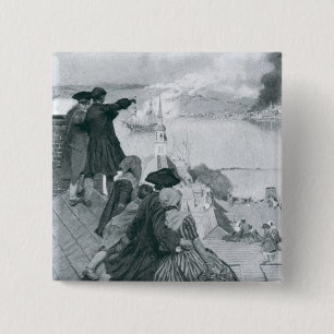 Watching the Fight at Bunker Hill illustration 15 Cm Square Badge