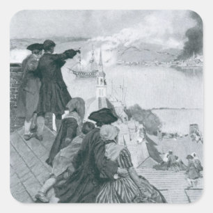 Watching the Fight at Bunker Hill illustration Square Sticker