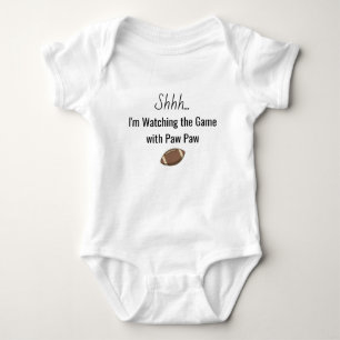Watching the Game with Paw Paw Funny Sports Baby Bodysuit