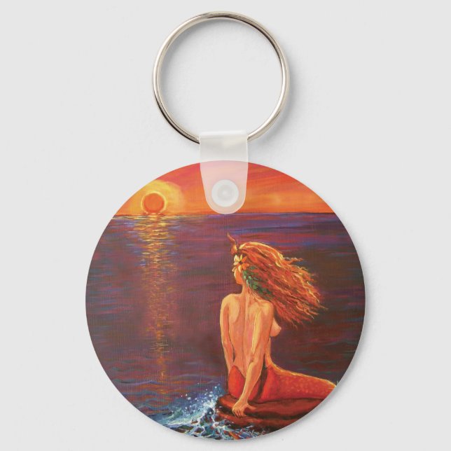 Watching The Sunset - Mermaid Art KeyChain (Front)