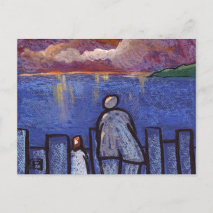 WATCHING THE SUNSET WITH GRANDAD POSTCARD