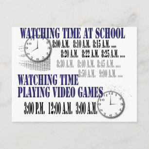 watching time at school video gamer postcard