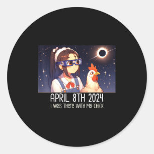 Watching Total Solar Eclipse Chicken Classic Round Sticker