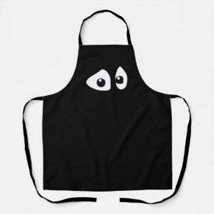 Watching you, funny big eyes on black apron