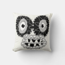 Watching You Sofa Pillow in Black and White