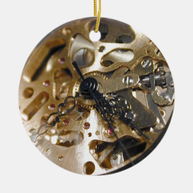 Watchmaker clock working ceramic ornament (Front)