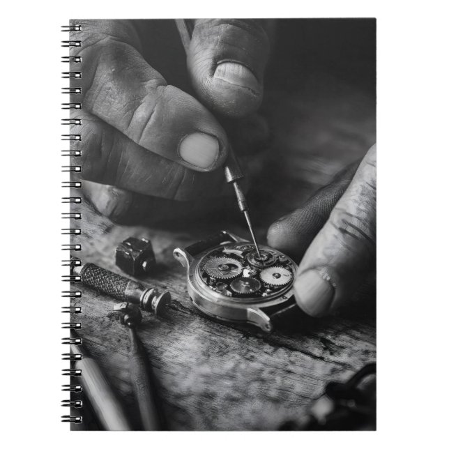 Watchmaker Hands Precision Gears Notebook (Front)