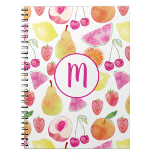 Watecolor Fruit Monogram Notebook