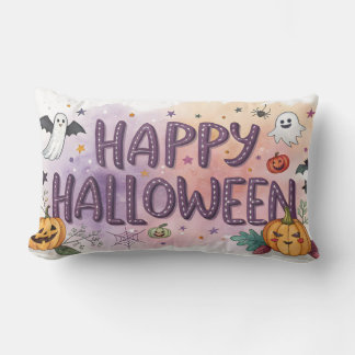 watecolor happy halloween lumbar cushion
