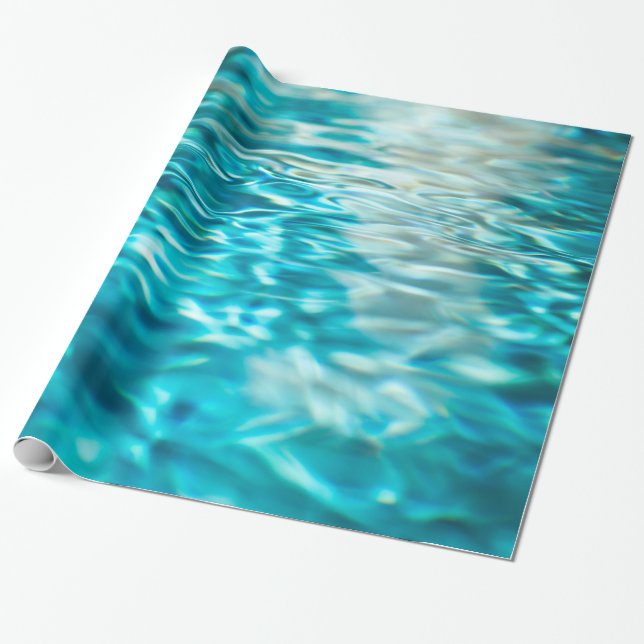 Water Abstract Blue Green Turquoise Aqua Sea Wrapping Paper (Unrolled)