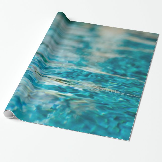 Water Abstract Blue Green Turquoise Aqua Sea Wrapping Paper (Unrolled)