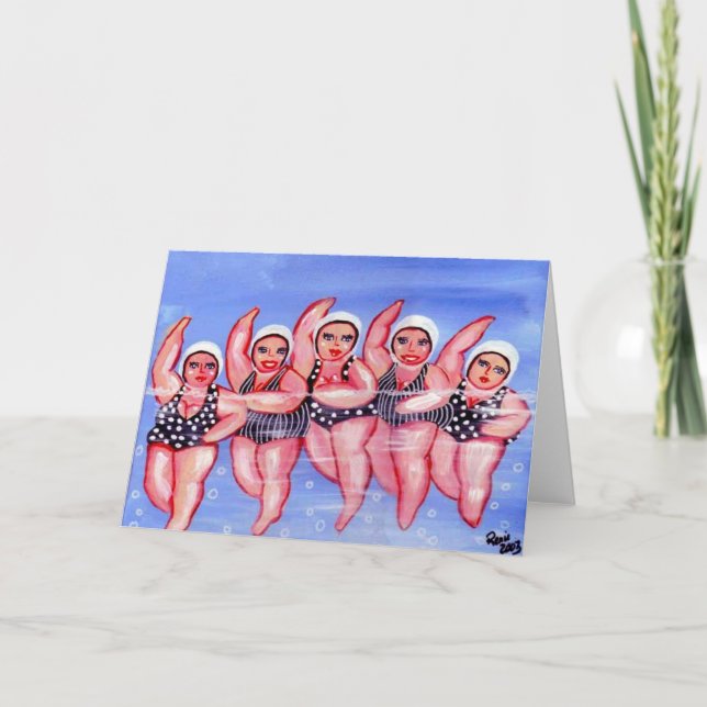 Water Aerobics Divas Fun Whimsical Chubby Card (Front)