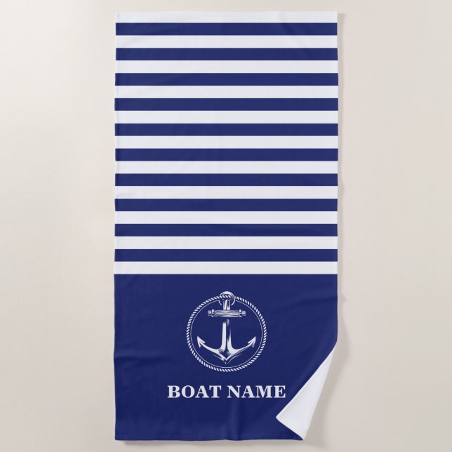 Water anchor Marine Blue Radius Beach Towel (Front)
