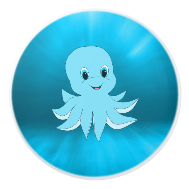 Water And Baby Octopus Ceramic Knob (Front)