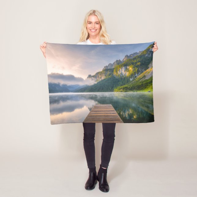 Water | Azure Alpine Lake, Austria Fleece Blanket (In Situ)