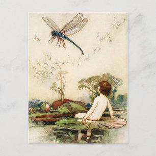 Water Baby and Dragon Fly Postcard