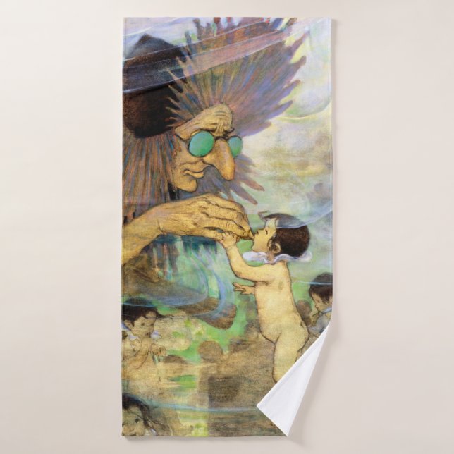 Water Baby and Fairy, Jessie Willcox Smith Bath Towel (Bath Towel)