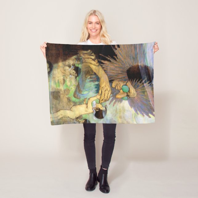 Water Baby and Fairy, Jessie Willcox Smith Fleece Blanket (In Situ)