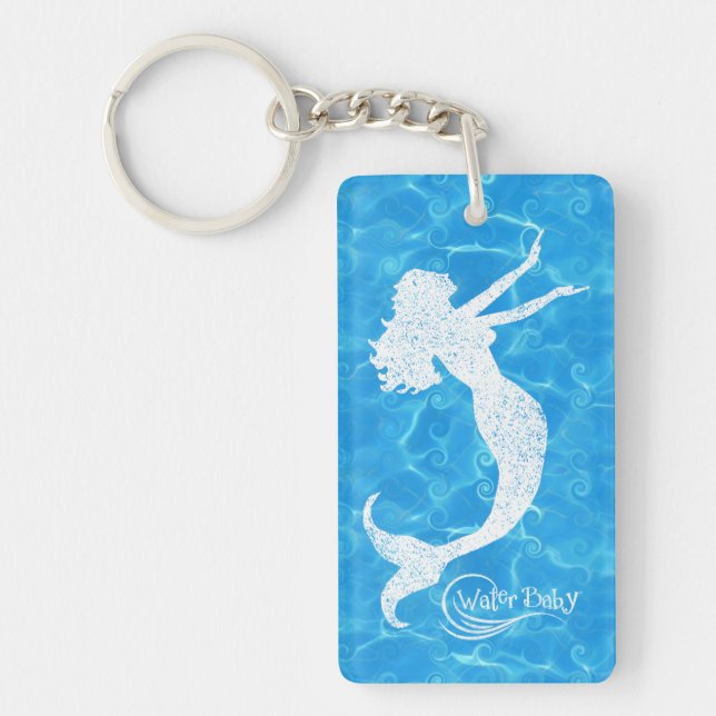 Water Baby Mermaid Wave Keychain (Front)