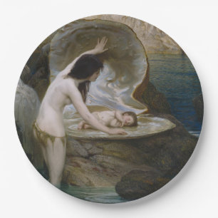Water Baby of a Girl Siren, Venus, Aphrodite Paper Plate