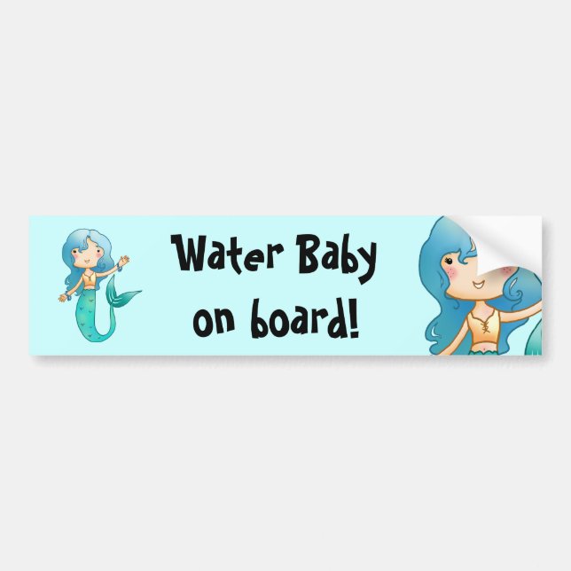 Water Baby on Board Bumper Sticker (Front)