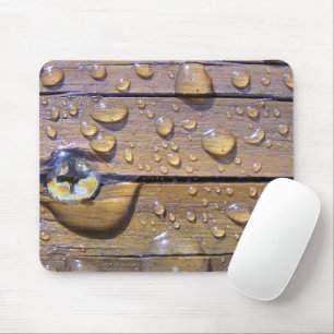Water Beads On Stained Wood Photograph Mouse Pad