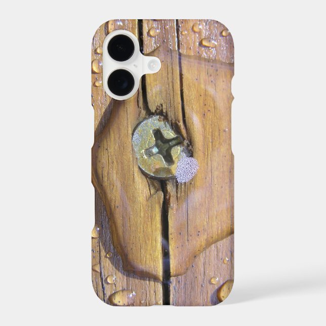 Water Beads On Wood Close Up Photograph (Back)