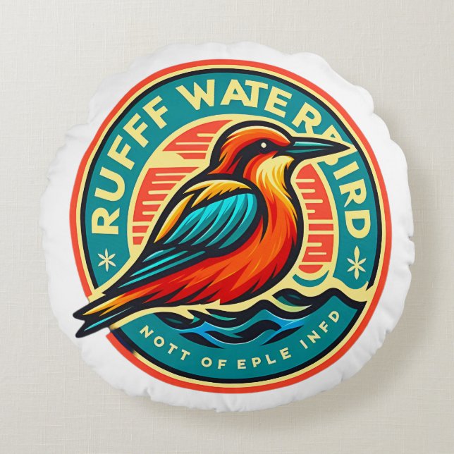 Water Bird Ruff Round Cushion (Front)
