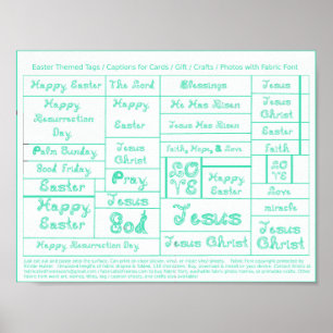 Water Blue Fabric Font Easter tags captions crafts Poster