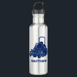 Water Bottle<br><div class="desc">Whether he's on the job or taking some much needed time off,  he'll love drinking from this personalised water bottle that features an illustration of a commercial style lawn mower in navy blue. Makes a great gift for landscapers!</div>
