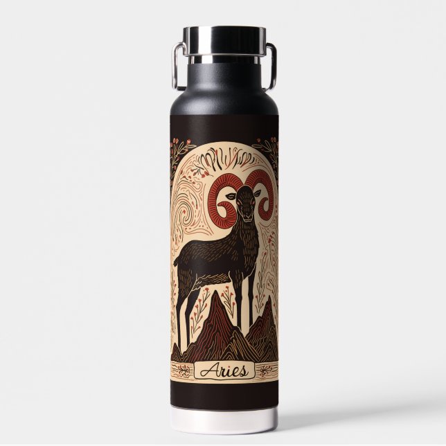 Water Bottle Aries Celestial Zodiac Art (Front)