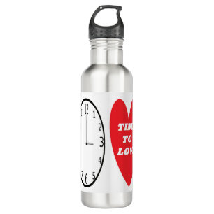Water Bottle Clock With Red Heart Time To Love