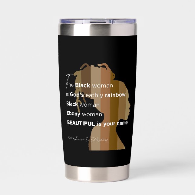 Water Bottle "Ebony woman"  "Earthly rainbow" Insulated Tumbler (Front)