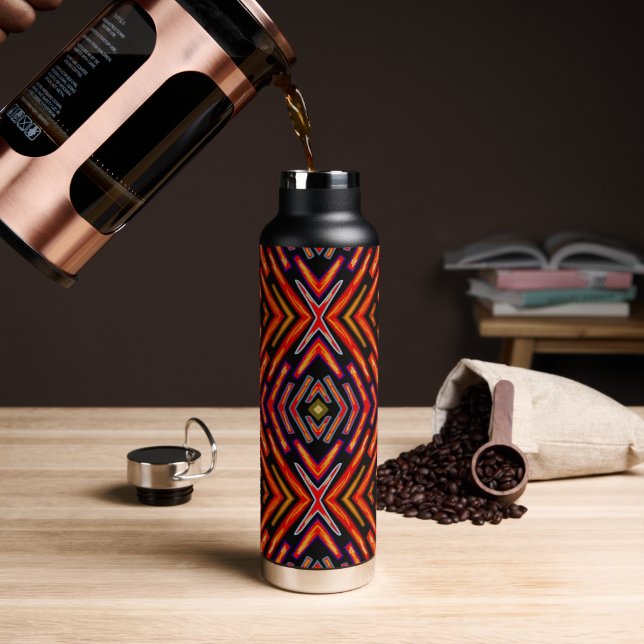 Water Bottle Fiery Red Flame Orange Black  (Coffee)