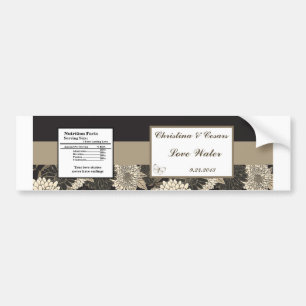 Water Bottle Label Black Cream Daisies/Carnation L