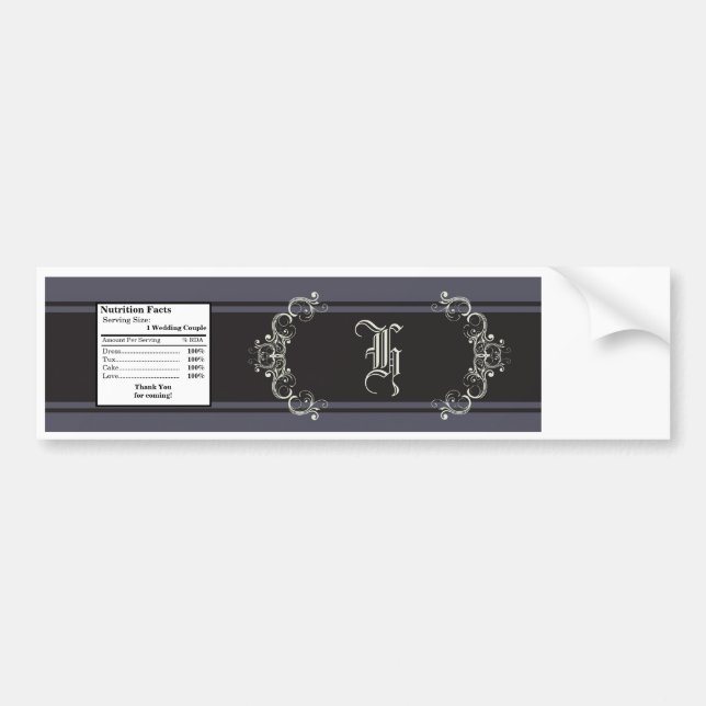 Water Bottle Label Black Tie Affair Grey Elegant (Front)