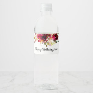 water bottle LABEL - boho floral