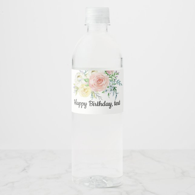 water bottle LABEL - boho floral (Front)